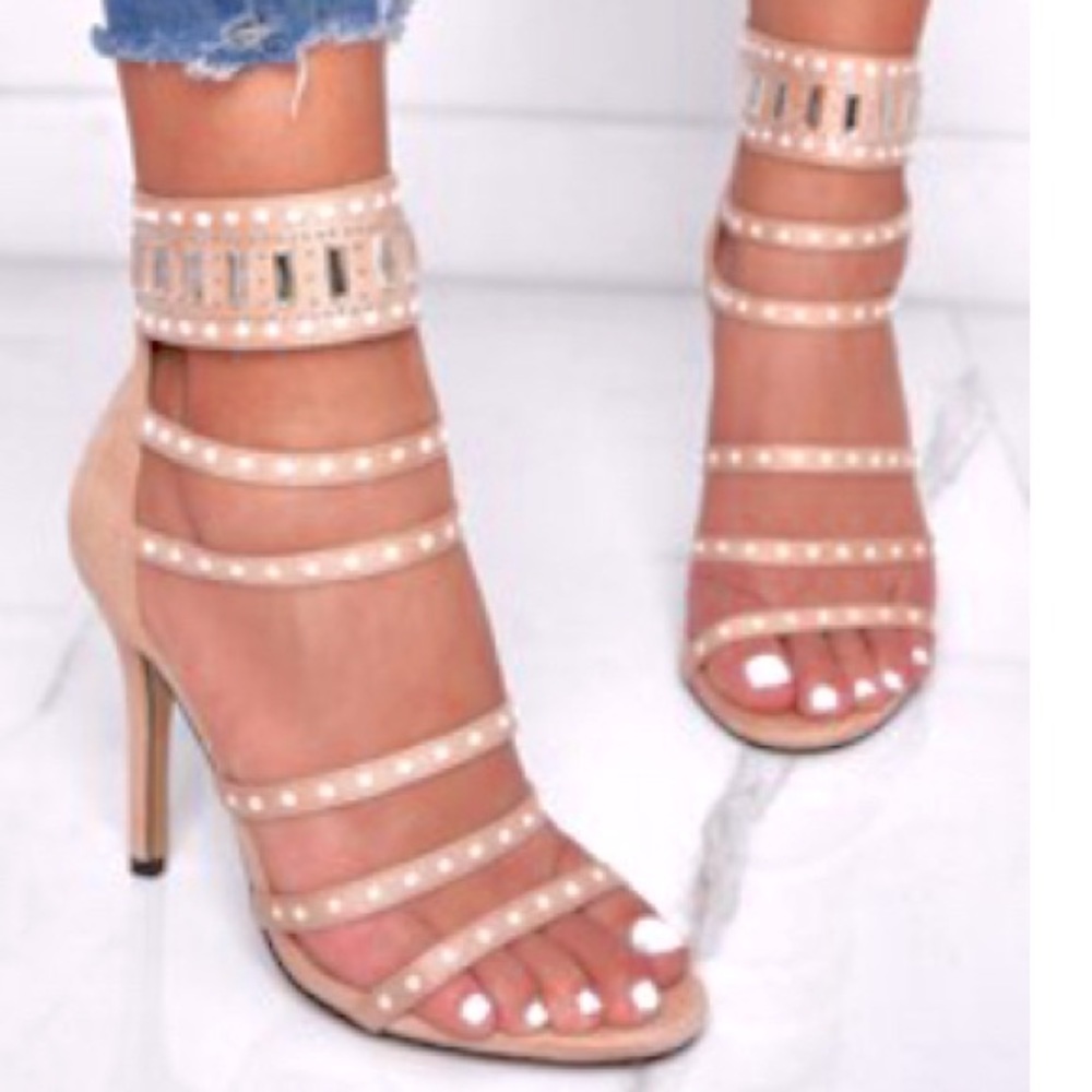 Beige high heeled sandal